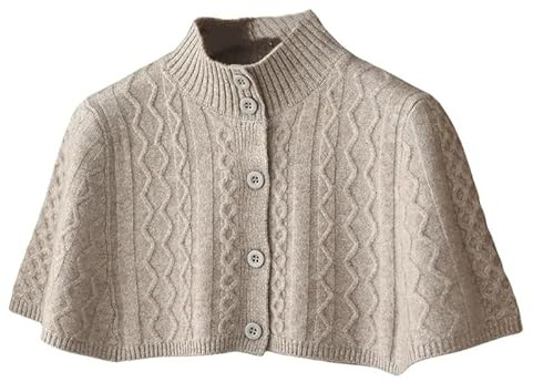 LIUYUYOUGO Scialle Donna Elegante,Donne Caldo Spalla Scialle Mantello Corto Lana Merino Lavorato A Maglia Scialle Poncho Vintage Trecce Cardigan Aperto Davanti Bottone Spalla Coprispalle Coprispalle