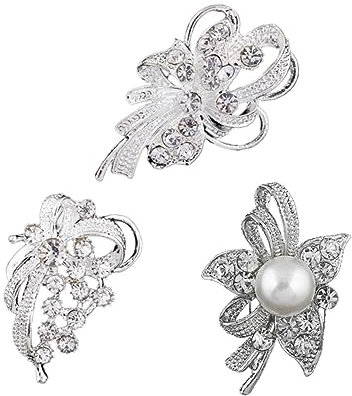Holibanna 3stücke Teiliges Damen-broschen Mit Perlen Und Strass Modische Anstecknadeln Aus Langlebigem Material Eleganter Schmuck Für Kleidung Taschen Haarschmuck Vielseitig Für Party Und