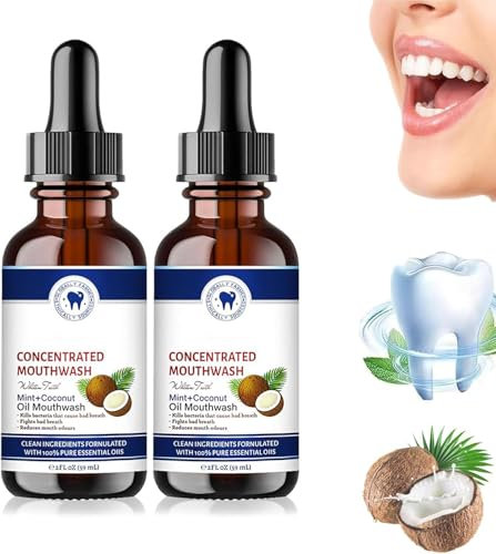 Powerful Organic Coconut Peppermint Pulling Oil, Coconut Oil Mouthwash Essential Oil, Coconut Fresh Oil-Pulling Mouthwash, Pure Organic Coconut Oil Pulling for Teeth (2)