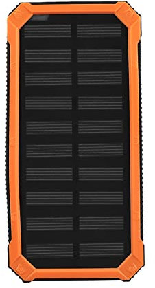 Solar Power Bank 20000mAh, Double Chargeur Portable USB, Charge Rapide, Panneau Solaire, Téléphone Mobile Compatible, Voyage, Urgence et Extérieur, Kit de Bricolage (Orange)