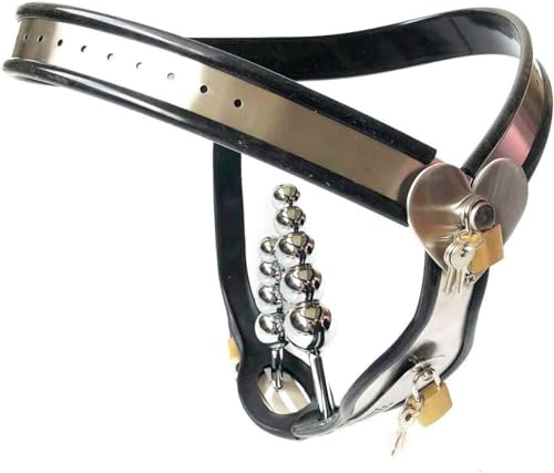 HCUDFN Cintura di castità femminile BDSM con dildo, serrature in acciaio inossidabile, giocattoli sessuali, bondage for donne e coppie(Waist 76~82cm)