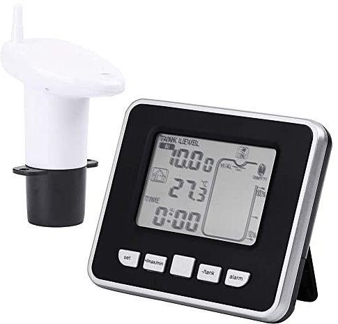 Niceminiwall Monitor digitale del livello del serbatoio dell'acqua con visualizzazione della temperatura Sensore ad ultrasuoni wireless Misuratore della cisterna dell'acqua piovana Stazione