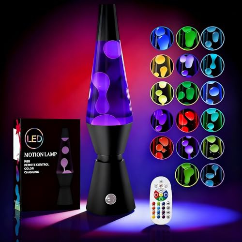 AONESY Lampe à lave - Pour soulager le stress et la détente - Lampe rétro - Décoration d'intérieur - 17 couleurs changeantes - Grande lampe à lave avec télécommande - Pour adultes et enfants - 37 cm