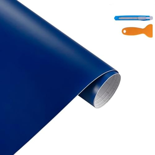 30×300cm Car Wrap Vinyl Film Set - Matte Blue Self Adhesive Vehicle Wrapping Film Bubble Free Scratch & UV Protection & Waterproof Car Body Wrap with Scraper Tool for Cars Motorcycles DIY Styling