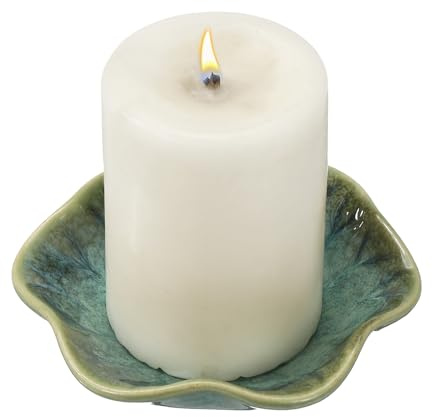 QUARKZMAN Portavelas De Cerámica De 4 Pulgadas Plato para Velas Porta Verde