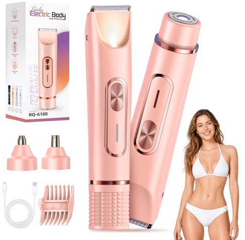 JTF Rasoio Elettrico Donna 4-in-1 per Parti Intime (Rosa)