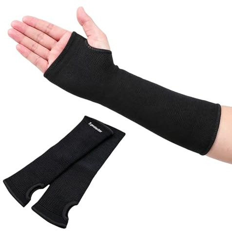 ARYIMYDP Manchettes de Bras 1 Paire – Protège de Volley-Ball Noir, Manchon de Compression pour Sport, Protection d'Avant-Bras, Repose-Poignet, Idéal pour Course & Fitness