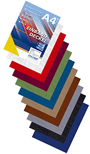 FALAMBI 100 Einbanddeckel mit Lederstruktur DIN A4, Rückenkarton 250 gr/m², Rückendeckel für Bindungen (weiß)
