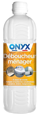 Onyx - Déboucheur Ménager - Pour Déboucher les canalisations - Lavabos, Eviers, Baignoires - Fabrication Française - 1L