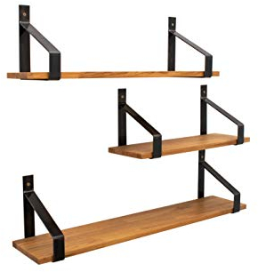 1 BestLoft® Wandregal Coral aus Eiche - Wandboard geschlossen und offen (80cm, Eiche geschlossen)