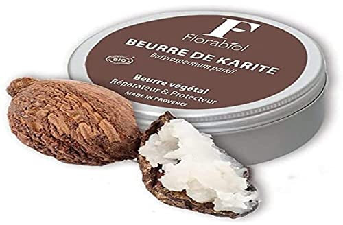 Florabiol - Beurre de Karité BIO - Visage, Corps, Cheveux - Hydratant, nourrissant, protecteur - Karité - Certifié BIO par Ecocert - 100 ml