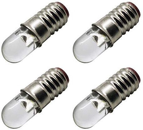 Ruiandsion Lampadina LED E5, luce bianca calda, 6 V, E5, E5,5, con base a vite, per luci Modle Train (confezione da 4)