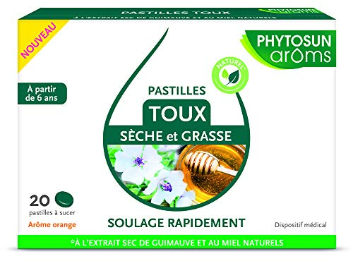 Phytosun Arôms – Pastilles Toux Sèche & Grasse – Naturel* – Action Rapide : Soulage Tous Les Types De Toux** – 20 Pastilles
