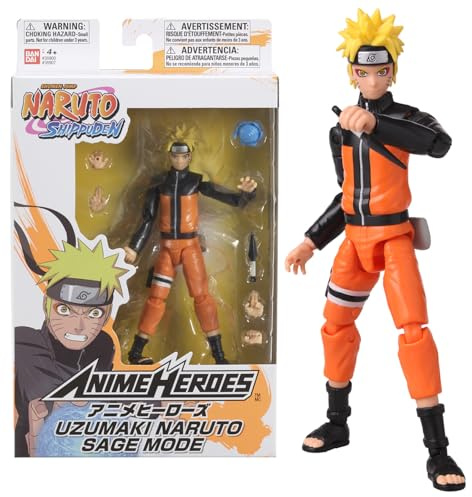 Bandai - Anime Heroes - Figurine Naruto Uzumaki en mode Ermite (Sage mode) - Naruto Shippuden - Figurine d'action Manga Anime Heroes 17 cm - Figurine Naruto articulée - Jouet Enfant 4 ans et + - 36907
