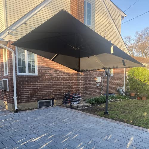 PURPLE LEAF 3 X 3 M Square Garden Cantilever Parasol, Large Square Patio Umbrella with Crank Handle and Tilt for Balcony and Outdoor, Grey