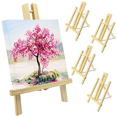 LYTIVAGEN 4 Stück Holz Tischstaffelei 30cm Staffelei Dreifuß Holzstaffelei Klein Tisch Staffelei Künstlerstaffelei Natur Standstaffelei zum Zeichnen, Malen, Fotos Aufstellen
