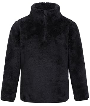 Mountain Warehouse Teddy Unisex-Fleece für Kinder, mit halbem Reißverschluss - leicht, atmungsaktiv, Jungen, Mädchen, kuschelig Sweatshirt - Frühling Sommer Schwarz Kinder 128 DE (7-8 Jahre)