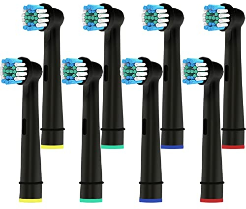 8er Aufsteckbürsten Schwarz Kompatibel mit Braun OralB Elektrische Zahnbürste,Zahnbürstenaufsatz für Pro 3, 2, Genius X, vitality 100, Precision Zahnbürstenköpfe von HSYTEK, Ersatzbürsten Schwarz