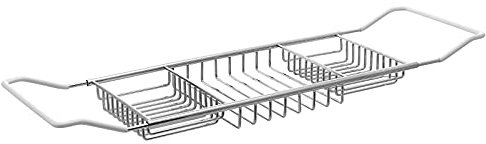 Cabilock Extendable Stainless Steel Bathtub Tray Storage Rack Anti-slip Design, Versatile Shower Tub Organizer for Bathroom Relaxation and Mobile Phone Holder