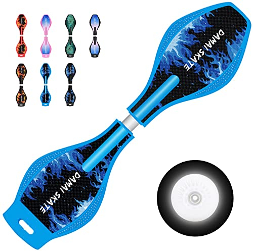 Waveboard Kinder ab 8 Jahre, Snakeboard mit ABEC-7 Kugellager, Skateboard mit Leuchtrolle, Streetsurfing Waveboards für Mädchen Junge und Jugendliche, Bis 100 kg, 86x23x9 cm,4