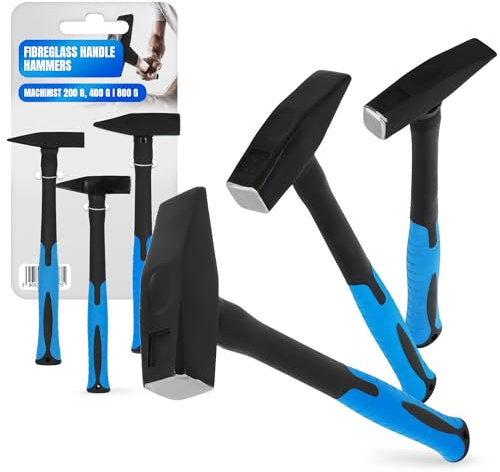 Jeu de Marteaux 200g 400g 800g Marteau de Serrurier Menuisier Mécanicien Manche en Fibres de Verre Charpentier en Acier pour Gros Clous Faibles Vibrations Antidérapant