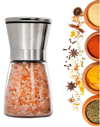 Wekuw Macina Sale Pepe, Macinaspezie Manuale, Smerigliatrice Ceramica Finezza Regolabile, Saliera e Pepiera, Leggere ed Ergonomiche, per Macinapepe, Sale o Spezie (14cm)