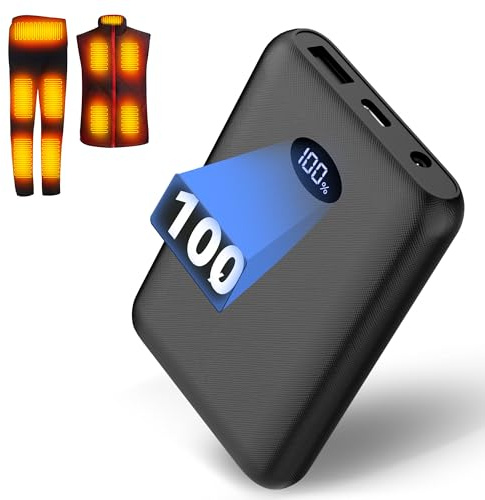 7,4 V 2 A 10 000 mAh powerbank för värmeväst, jacka byxor och uppvärmbara underkläder – 5 V3 A ersättningsbatteri för värmekläder