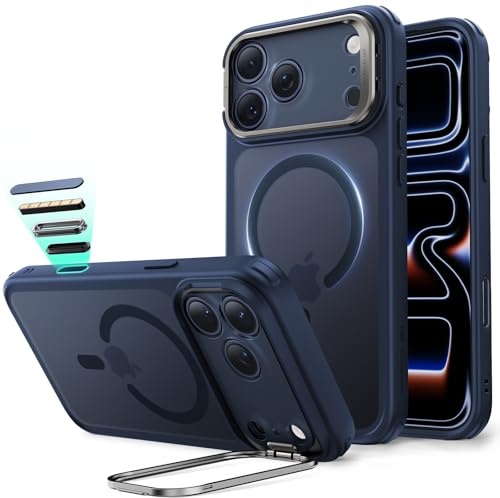 ESR Cover per iPhone 17 Pro Max, Controllo della fotocamera, Compatibile con MagSafe, Supporto integrato, Protezione di livello militare, Retro resistente ai graffi, Serie Classic, Blu Opaco