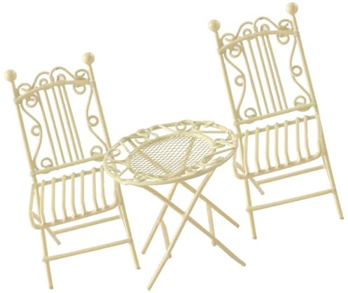 Maisons de poupées miniatures en fer, table et chaise, figurine pour travaux manuels, jardin, bistrot, scène d'exposition de meubles de maisons de poupée