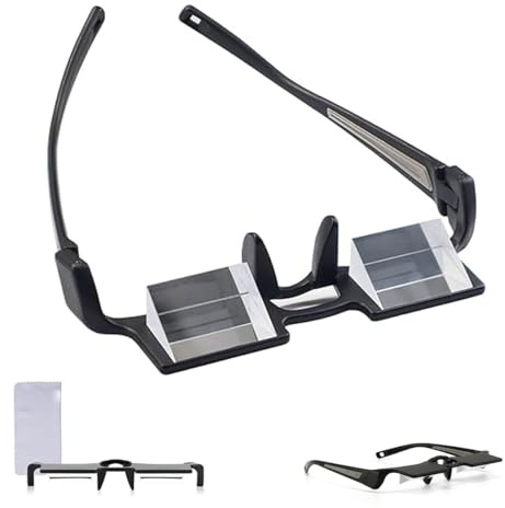 GERUI Occhiali a prisma leggeri, lenti pigri, occhiali a specchio leggeri, orizzontali, occhiali da lettura a 90°, occhiali prisma per sdraiarsi, leggere e guardare la televisione/cellulare a letto