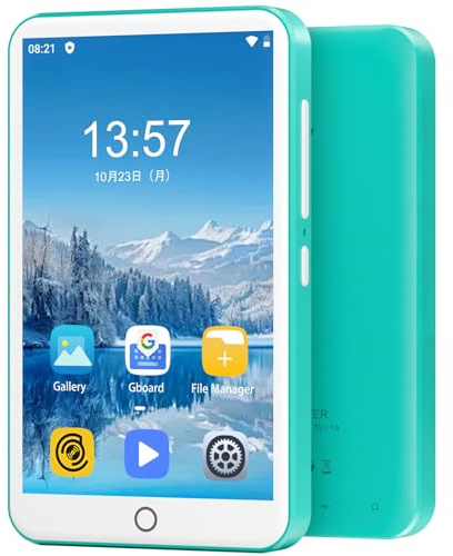 80GB MP3 Player with Bluetooth and WiFi, Mp3 & Mp4 Music Player with Spotify, Amazon Music, Deezer, Audible, 4.0 IPS Touch Screen Android Player with Speaker, FM Radio, Up to 512GB (Turquoise)