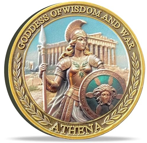 Athena Challenge Coin - Goddess of Wisdom & War Commemorative Medallion, Ancient Greek Design, Protector of The City, Inspirational Gift for Collectors