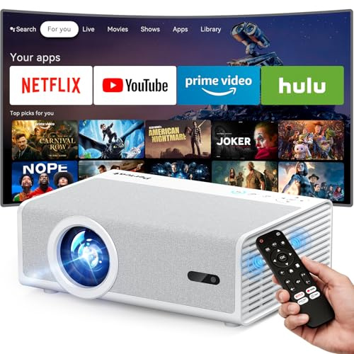 【Officially-Licensed APP & 1800 ANSI】Smart Projector with WiFi and Bluetooth, Pericat 4K Support Portable Outdoor Movie Bluetooth Proyector, Native 1080P Projector for Bedroom/ Home / Wall /Ceilling