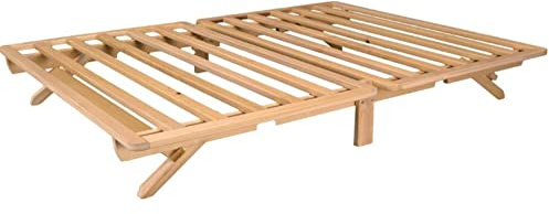 KD Frames Fold Platform Bed - Full Bed Frame - Unfinished Wood Bed Frame - Full Size Folding Bed - Natural, Minimalist Bed - Easy Assembly, No Box Spring Needed - Solid Wood Full Folding Bed