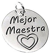 Colgante plata ley 925m liso 21mm. disco MEJOR MAESTRA [AA7776]