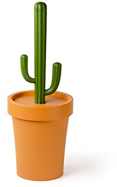 Qualy Mülleimer in Form eines Kaktus aus Kunststoff, in der Farbe Orange/grün, Maße: 15,6 x 15,6 x 42,2 cm, QL10278-OR-GN