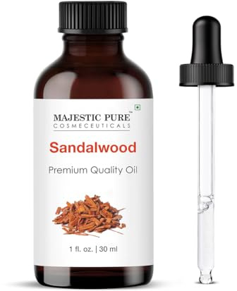 Majestic Pure Essential Oil with Glass Dropper - 100% Pure and Natural - Essential Oils for Diffuser, Aromatherapy, Soap and Candle Making, Sandalwood Essential Oil, Sandalwood Oil, 1 Fl Oz