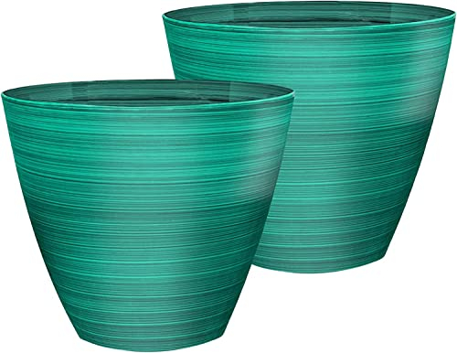 SG Traders Plastic Plant Pots Flower Pot with Drainage Holes, Garden Planters for Outdoor, Plant Containers for Home, Stylish Glossy Design Garden Flower Pots, Set of 2, 25cm,30cm Outdoor Planter pot