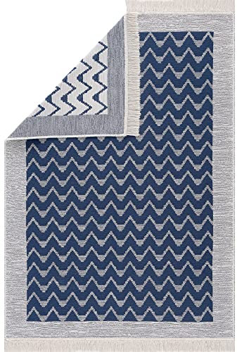 Pasha Home Läufer Flur Teppich - 80x300cm - Waschbarer rutschfest Teppich Küche, Wohnzimmer & Eingangsbereich - Teppichläufer - Boho Style, Aus Baumwolle, Wendbar