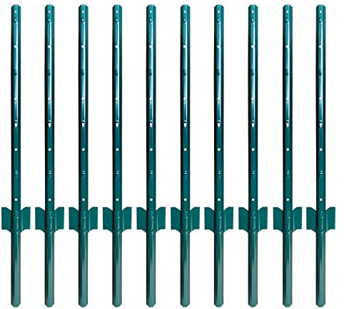 ARIFARO Fence Posts 3 Feet Sturdy Duty Metal Fence Post, Pack of 10, No Dig Garden U Post for Wire Fencing Steel Post for Yard, Outdoor Wire