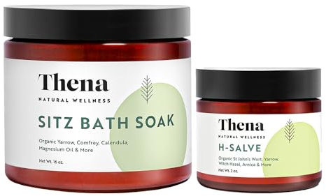 Organic Sitz Bath Soak & Hemorrhoid Salve Cream Kit for Toilet Sitz Bath - Postpartum Care Recovery Essentials, Natural Soothing Relief for Hemorrhoids, Women & Men