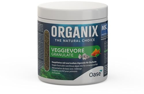 OASE ORGANIX Veggievore granulat 500 ml – fiskfoder i granulatform, för akvariefiskar, huvudfoder för prydnadsfiskar, med hög andel alger