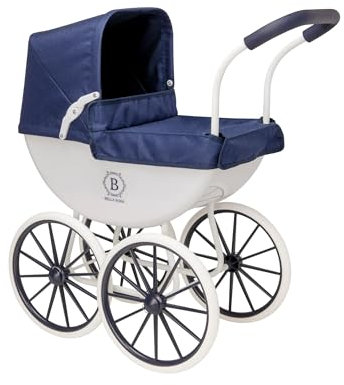 Bella Rosa My My First Carriage Pram | Traditional Style Carriage Dolls Pram | Premium English Traditional Carriage Pushchair | Push Along Pram With White Wheels | Ages 3+