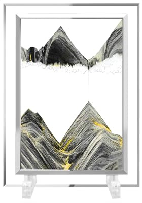 AzureLeap Art de Sable 3D Dynamique, Image en Mouvement, Sablier en Verre Carré, Paysage Sous-Marin 3D pour Décoration de Bureau et Maison [Noir-7]