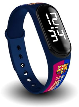 FIT & FUN Reloj Digital con Correa Oficial FC Barcelona – Resistente al Agua, Reloj Deportivo con Funciones de Calendario, Diseño Oficial del Barça
