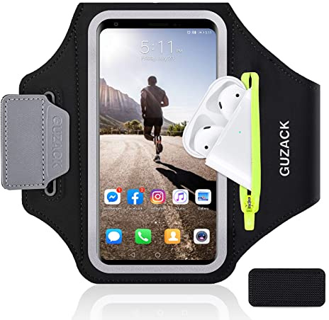 GUZACK Running Armband for iPhone 16/17/18 Pro Max, Galaxy S26 S25, with Card Slot & Key Pockets, Running Phone Holder, Fit Up to 6.9 Inches Phone - Size L (Bigger Arm 14-17 in)