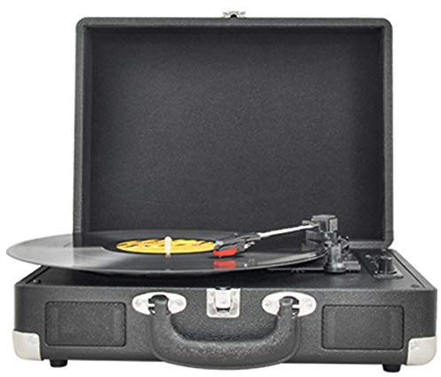MRKU Giradischi Portatile Bluetooth, 2 Altoparlanti Stereo integrati, Giradischi a Valigia a 3 velocità 33/45/78 Giri, Supporta Vinile, AUX/RCA/Cuffie