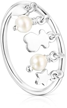 TOUS Anillo de plata y perlas motivos oso, corazón y estrella Cool Joy
