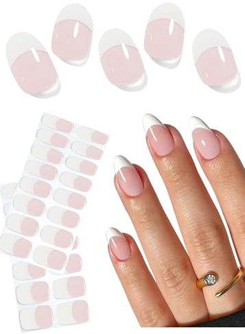 Unghie Gel Adesive UV, 30 PCS Base rosa francese, Puro Pellicola per Unghie Autoadesiva