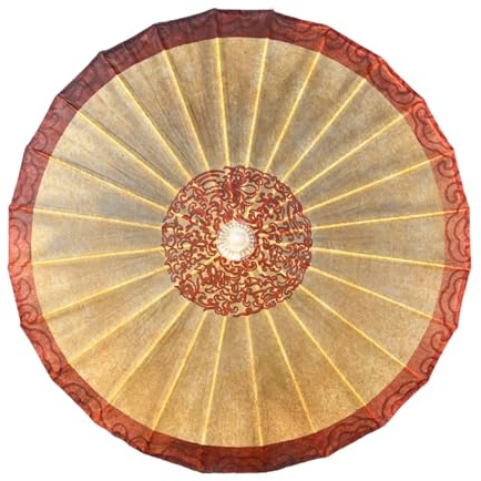 Odot 24 Costillas Paraguas de Papel Japonés, Clásico Rota Sombrilla de Bambú Chino, Paraguas de Papel Engrasado Seda, para Bodas,Fiesta,Recitales de Baile Fotografía (Rojo Vino,84cm)